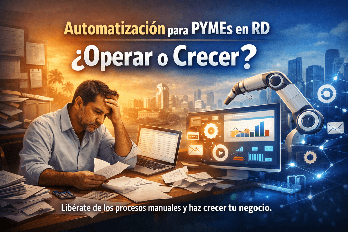 Imagen de portada: Automatización para PYMEs en RD: Cómo Dejar de Ser Esclavo de los Procesos Manuales