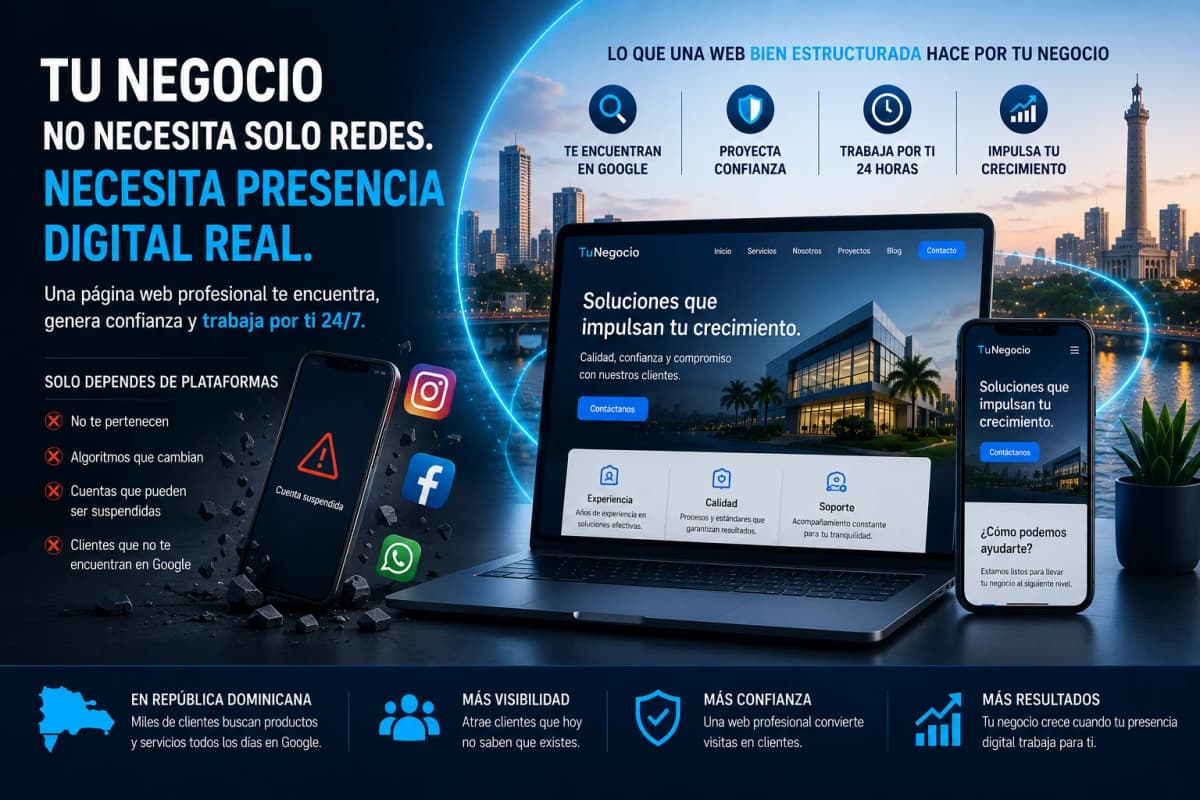 Imagen de portada: Por qué tu negocio en República Dominicana necesita más que un Facebook para competir en 2026