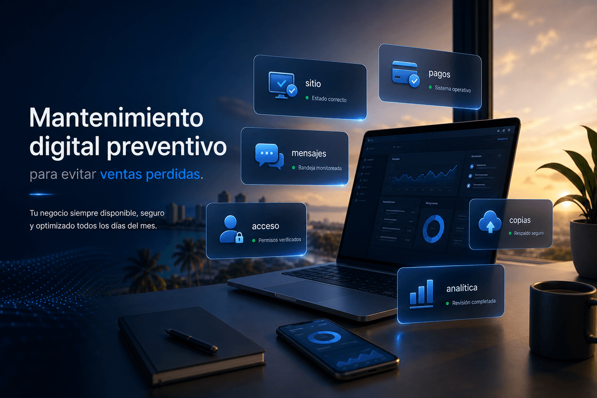 Imagen de portada: Mantenimiento digital preventivo: la revisión mensual que evita ventas perdidas en tu negocio dominicano